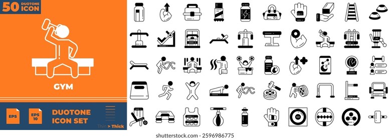 Gym Duotone Editable Icons set
