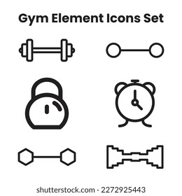 Elementos de gimnasia e Ilustración vectorial Fitness Set, Campana deportiva para experimentos de entrenamiento, equipos esenciales de gimnasio