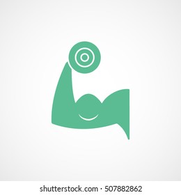 Gym Emblem Green Flat Icon On White Background