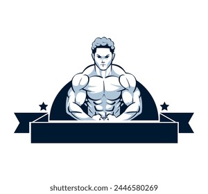 gym emblem muscular man isolated design