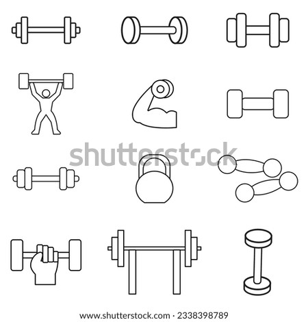 gym equipment for exercise, vector set