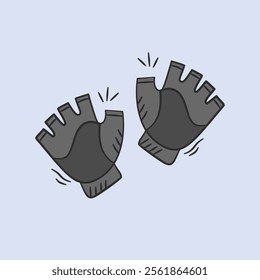 Gym equipment hand drawn illustration. Gym gloves vector icon doodle. Workout fitness device outline style design.