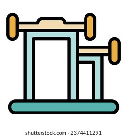 Gym equipment icon outline vector. Jump rope. Workout play color flat