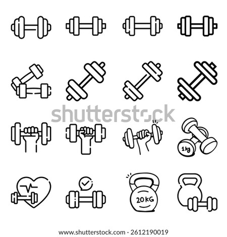 Gym equipment icon, gym icon and Gym equipment icon pack