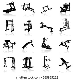 Gym equipment Icon Set- Illustration