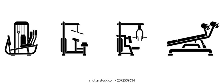 Gym equipment icon set, Gym equipment vector set sign symbol 