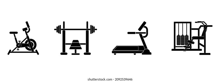 Gym equipment icon set, Gym equipment vector set sign symbol 