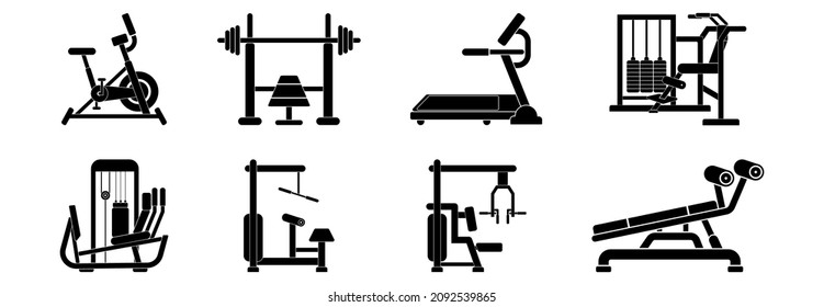 Gym equipment icon set, Gym equipment vector set sign symbol 
