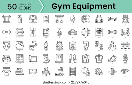 gym equipment Icons bundle. Linear dot style Icons. Vector illustration