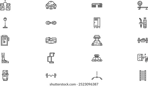 Gym equipment icons High-Quality Vector Icons Collection with Editable Stroke. Ideal for Professional and Creative Projects.