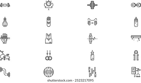Iconos de equipos de gimnasio Colección de iconos vectoriales de alta calidad con trazo editable. Ideal para Profesional y Proyectos Creativos.