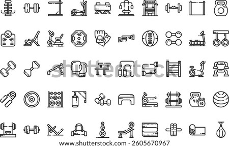 Gym equipment icons High-Quality Vector Icons Collection with Editable Stroke. Ideal for Professional and Creative Projects
