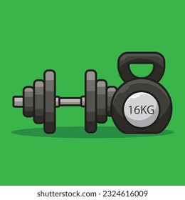 Gym equipment isolated, flat icon. Dumbbell, weight, Tool for sports and fitness. Sport and fitness symbol, color editable, Design elements for logo, label, sign, and emblem. Vector illustration