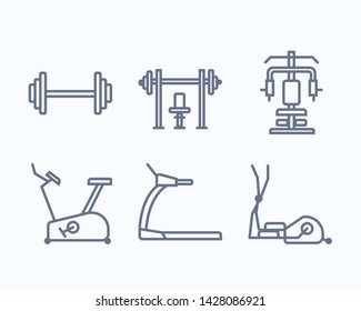 Gym equipment line icon vector