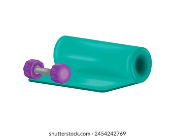 gym equipment mat and dumbbell isolated design