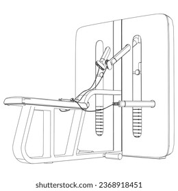 Gym equipment on white background vector illustration. Different fitness equipment for muscle building. Workout and training concept.