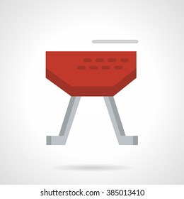 Gym equipment. Red vaulting horse. Sport accessories. Flat color style vector icon. Single design element for website, business.