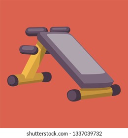 Un equipo de gimnasia para deslizarse en un dibujo o ilustración de color de vector de fondo rojo.