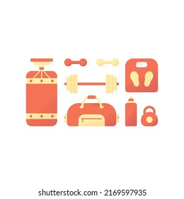 Gym equipment variant simple vector design set