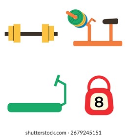 Conjunto de Ilustración vectorial de equipo de gimnasio