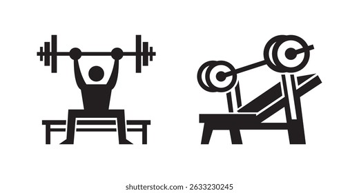 Gym equipment vector showing bench press silhouettes