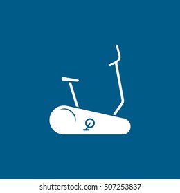 Gym Exercise Bike Flat Icon On Blue Background