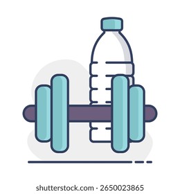 Ginásio exercício haltere com garrafa de água ícone vetor. Símbolo gráfico para fitness e perda de peso web site e apps design, logotipo, app, UI