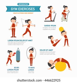 GYM exercise infographics.vector illustration.