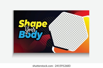 Gym and exercise training best thumbnail banner clickable video cover editable design