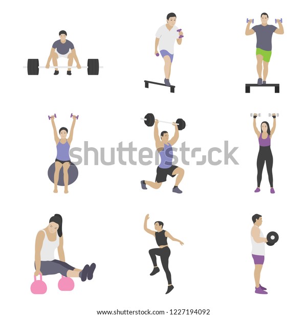 Gym Exercises Icons Stock Vector (Royalty Free) 1227194092