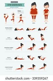 Gym Exercises,strong Core Workout. Illustration, Vector