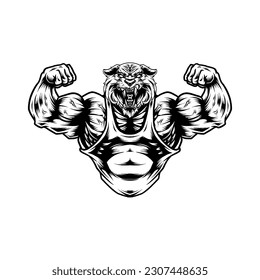 Gym and Fitness Animal Vector Black and white