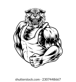 Gym and Fitness Animal Vector Black and white