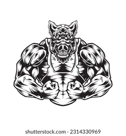 Gym and Fitness Animal Vector Black and white