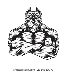 Gym and Fitness Animal Vector Black and white