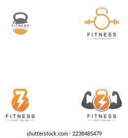 gym fitness barbell logo icon vector template
