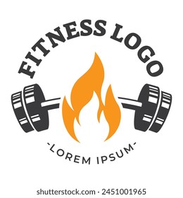 Gimnasio fitness barbell logo icono Ilustración vectorial.