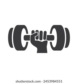 Gym fitness barbell logo icon vector illustration.