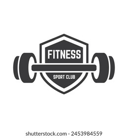 Gym fitness barbell logo icon vector illustration.