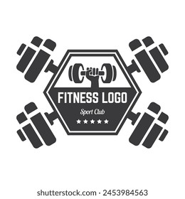 Gym fitness barbell logo icon vector illustration.