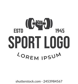 Gym fitness barbell logo icon vector illustration.