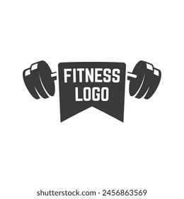 Gym fitness barbell logo icon vector illustration.