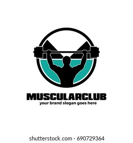Gym fitness barbell logo icon. Gym Logo Design Template.