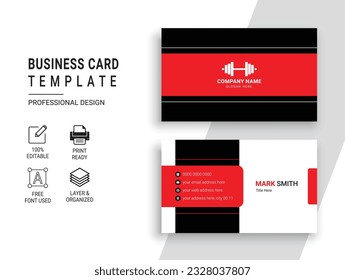 Gym and Fitness Business Card Design. Professional Sports Trainer Business Card Template