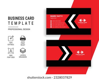 Gym and Fitness Business Card Design. Professional Sports Trainer Business Card Template