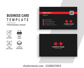 Gym and Fitness Business Card Design. Professional Sports Trainer Business Card Template