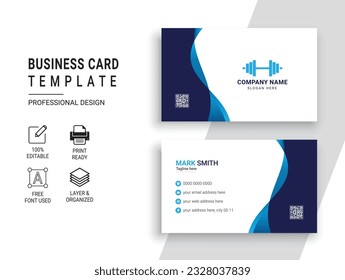 Gym and Fitness Business Card Design. Professional Sports Trainer Business Card Template