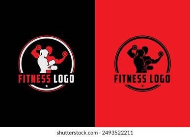 Gym and fitness center logo design concept with multiple backgrounds