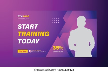 Gym and Fitness Club Agency Youttube Thumbnail Or Web Banner template Design