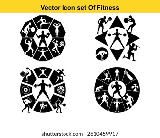 Gym and fitness collection for Wellness. Group of active people doing fitness and gym activities isolated on white background.	